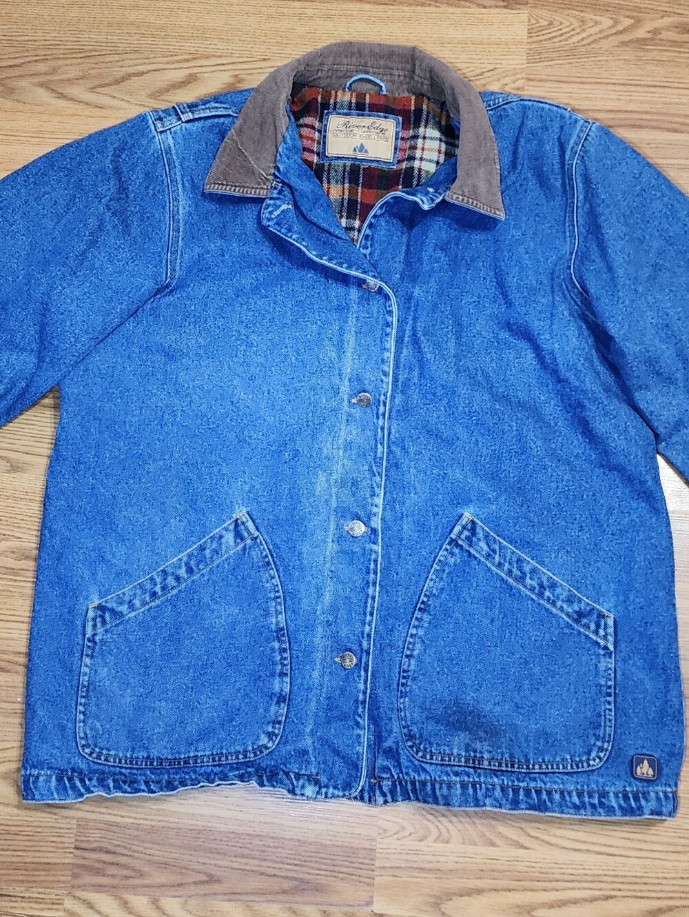 River Edge Denim Jacket (barn chore coat) corduroy collar flannel lined XL*